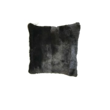 Minkpude mahogany med læder 30x30 cm